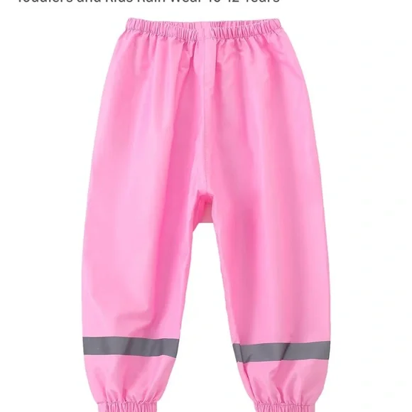 Kids Pink Waterproof Rain Pants - Picture 5 of 7